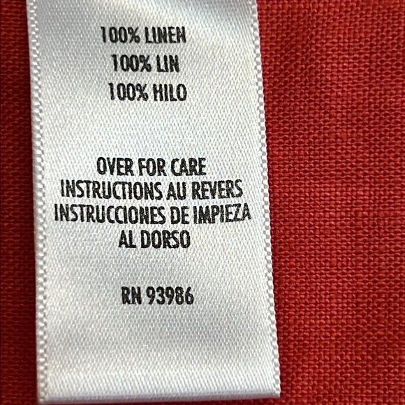 Long maxi, 100% linen, orange, pearl button sheath dress SZ L - Picture 5 of 10